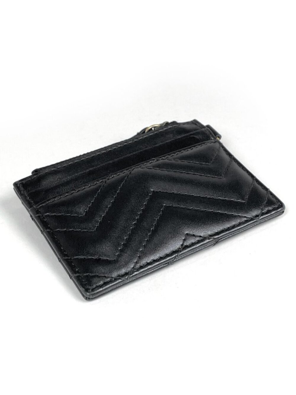Gucci Card Case GG Marmont Wallet Leather Black - Picture 2 of 5